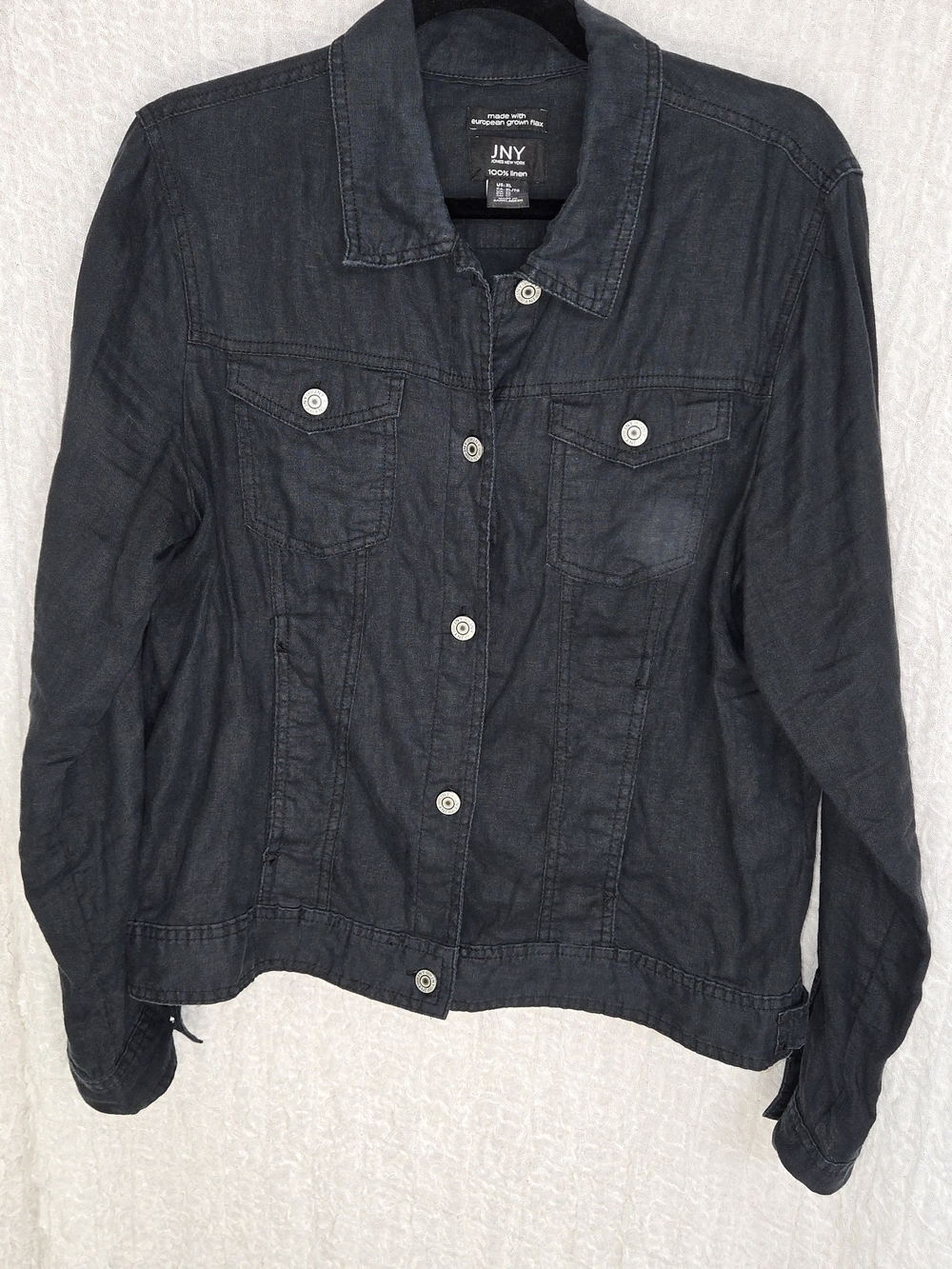 Jones New York Dark Gray Linen Button-Front Jacket